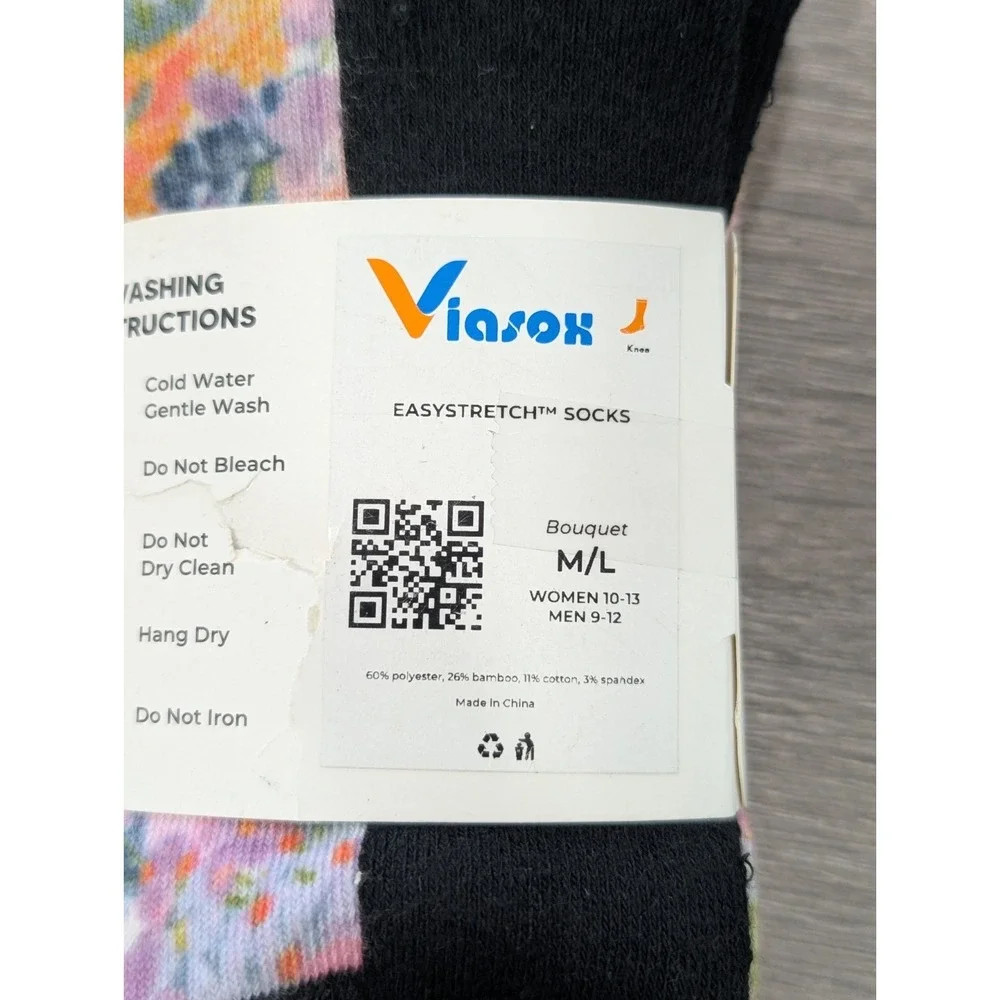 NWT Viasox Easystretch Socks Bouquet Colorful M/L Mens 9-12 Womens 10-13